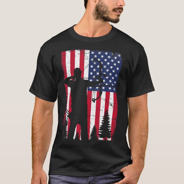 Camiseta Bandeira Americana de Caça a Arcos de Arcos (Frente)