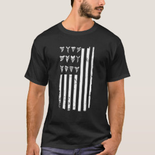 Camiseta Bandeira Americana De Caça De Tubarão Para Fóssil