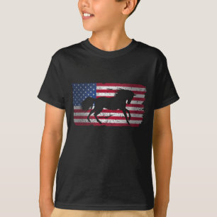 Camiseta Bandeira Americana de Cavalo Patriótica para Mulhe