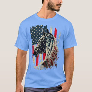 Camiseta Bandeira Americana de Cavalo Patriótico Retro de V