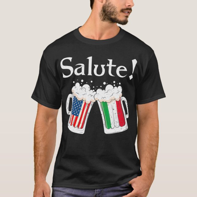 Camiseta Bandeira Americana de Cerveja de Queijo Italiano (Frente)