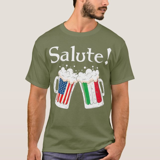 Camiseta Bandeira Americana de Cerveja de Queijo Italiano (Frente)