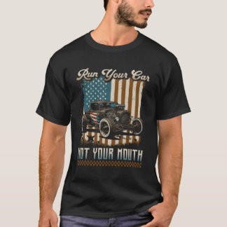 Camiseta Bandeira Americana de Corrida Quente Mande Seu Car