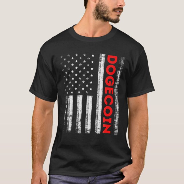 Camiseta Bandeira Americana de Criptomoeda Dogecoin (Frente)