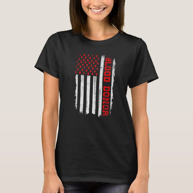 Camiseta Bandeira Americana De Doador De Sangue, Seja Um Do (Frente)