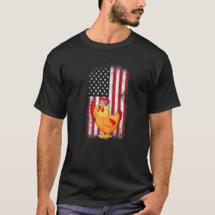 Camiseta Bandeira Americana de Frango Meninos Meninas Homen
