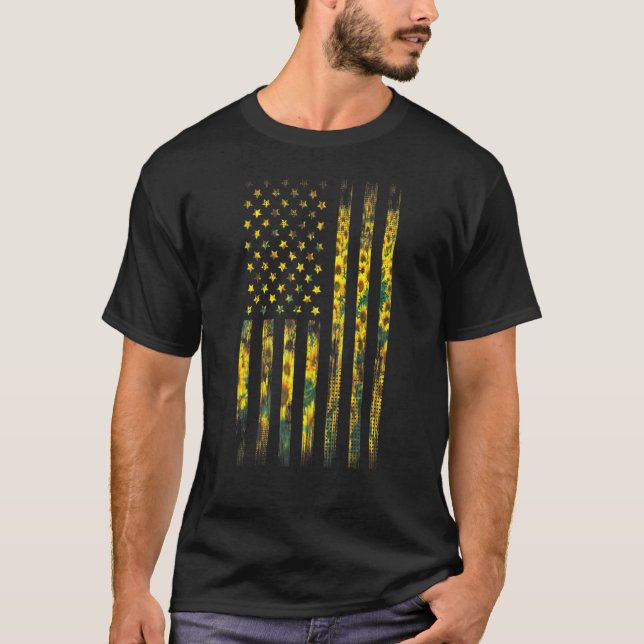Camiseta Bandeira Americana de Girassol (Frente)