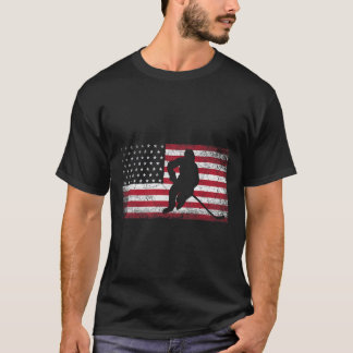 Camiseta Bandeira Americana de Hockey em 4 de julho Pai Pat