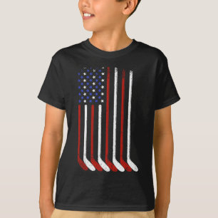 Camiseta Bandeira Americana de Hóquei no Gelo Vintage para
