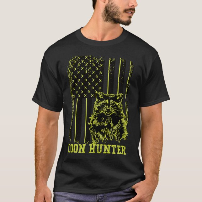 Camiseta Bandeira Americana de Hunter Raccoon (Frente)