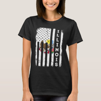 Camiseta Bandeira americana de Illinois Bandeira do estado 