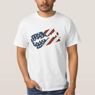 Camiseta Bandeira americana de lâmina de lâmina do barbei