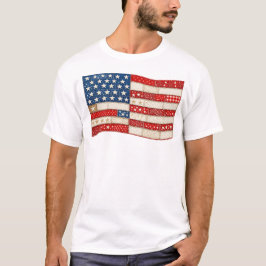Camiseta Bandeira Americana de Patchwork Vintage | Vermelho