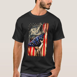 Camiseta Bandeira Americana de Pesca Caçador de Robalo Vin