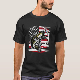 Camiseta Bandeira Americana de Pesca Engraçado Pescador de