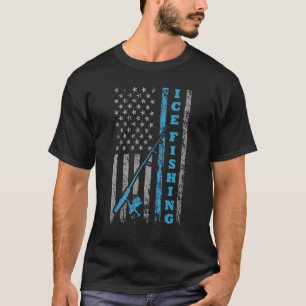 Camiseta Bandeira Americana de Pesca no Gelo Vintage Pesca