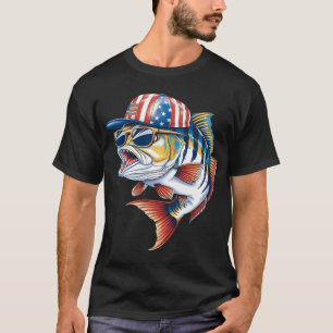 Camiseta Bandeira Americana de Pesca & Pescador