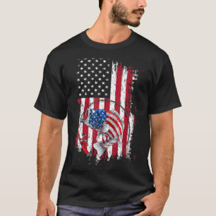Camiseta Bandeira Americana de Pesca Vintage Pescador dos E