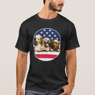 Camiseta Bandeira Americana De Retriever De ouro 4 De Julho
