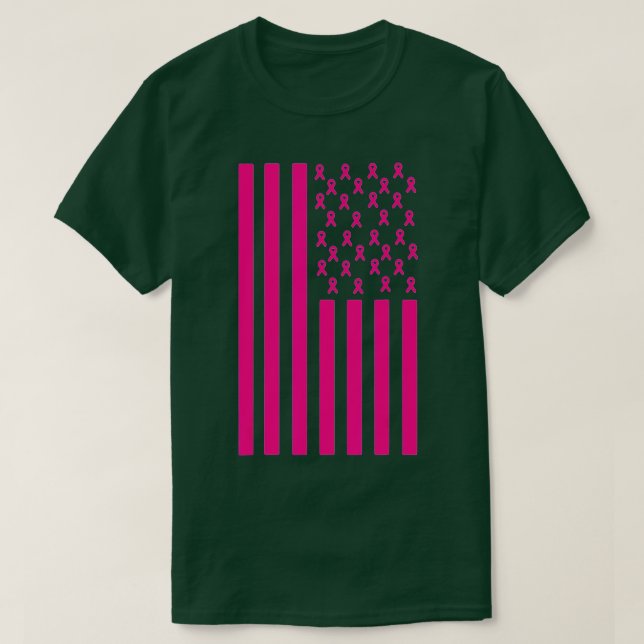 Camiseta Bandeira Americana de Sensibilização do Cancer (Frente do Design)