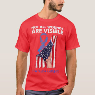 Camiseta Bandeira americana de Sensibilização do Cancer Col