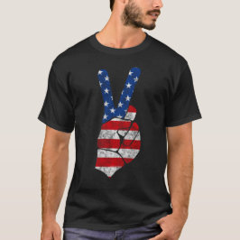 Camiseta Bandeira americana de sinal de paz do vintage 4o