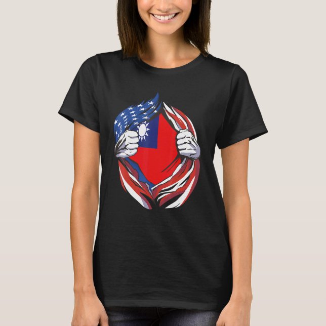 Camiseta Bandeira Americana De Taiwan Orgulho Do Meu Herita (Frente)