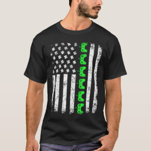 Camiseta Bandeira Americana de Videogame Antigo Dia de São