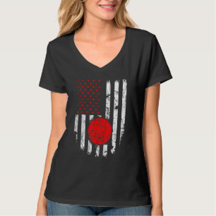 Camiseta Bandeira Americana de Voleibol Americano Sobre o E