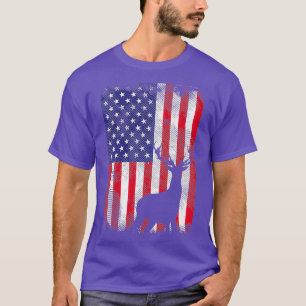 Camiseta Bandeira Americana Deer Elk Caça Patriótica EUA