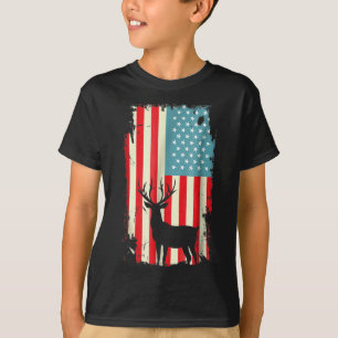 Camiseta Bandeira Americana Deer Elk caçando-nos um caçador