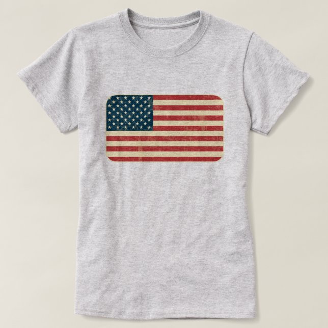 Camiseta Bandeira Americana Desbotada (Frente do Design)