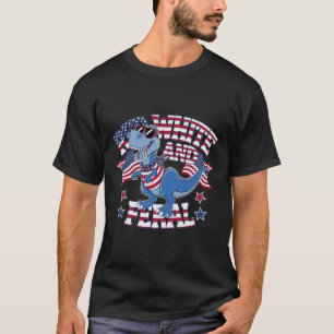 Camiseta Bandeira Americana Dinossaur 4 De Julho Vermelho F