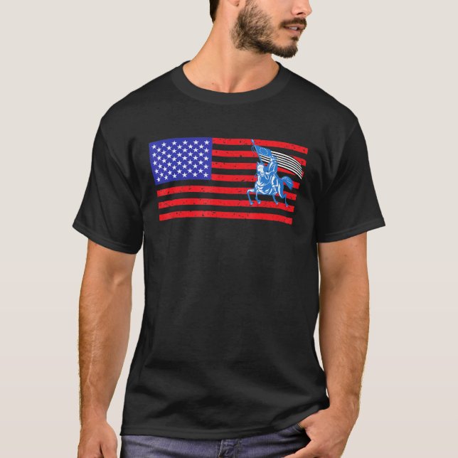Camiseta Bandeira Americana Distante Cavalo 2 (Frente)