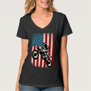 Camiseta Bandeira Americana Distante Vintage Dirt Bike Ride
