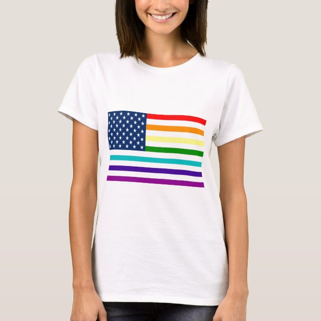 Camiseta Bandeira americana do arco-íris (Frente)