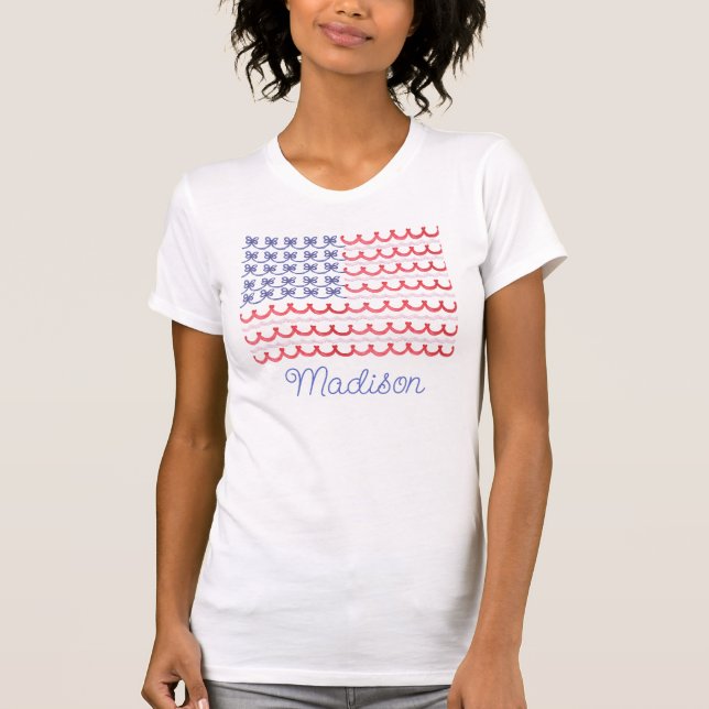 Camiseta Bandeira Americana do Arco Patriótico da Aquarela (Frente)
