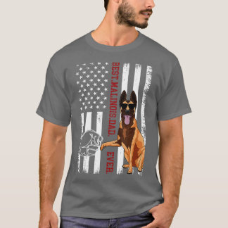 Camiseta Bandeira Americana do Cão Pai Malinois Belga