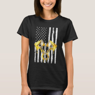Camiseta Bandeira Americana do Carro Musculoso Piston 10