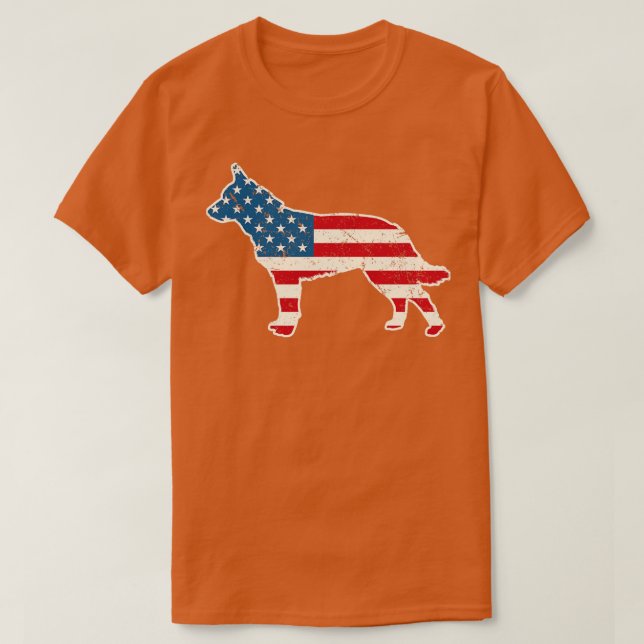 Camiseta Bandeira Americana do Cattle da Austrália 4 de jul (Frente do Design)