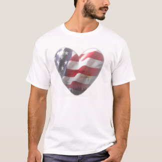 Camiseta Bandeira americana do coração 3D