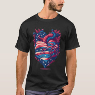 Camiseta Bandeira Americana Do Coração Anatômico 4 De Julho