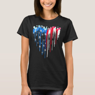 Camiseta Bandeira Americana Do Coração De Galinha 4 De Julh