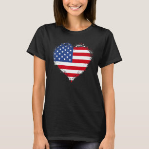 Camiseta Bandeira Americana Do Coração Dos EUA Para O Dia D