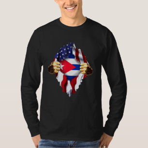Camiseta Bandeira Americana do Dentro de Sangue Cubano