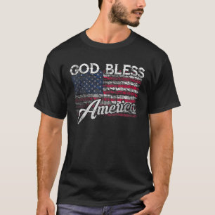 Camiseta Bandeira Americana do deus abençoe 4 de julho em