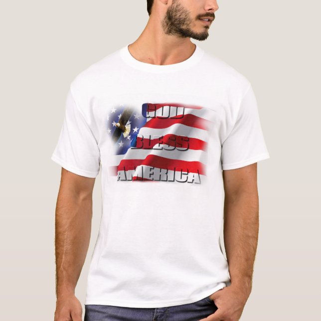 Camiseta Bandeira Americana do Deus abençoe Patriótico Soar (Frente)