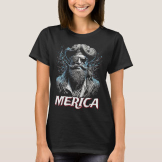 Camiseta Bandeira Americana do Dia 4 de Julho do Pirata Mer