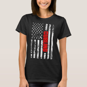 Camiseta Bandeira Americana do Esporte Patriótico Curling