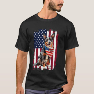 Camiseta Bandeira Americana do Gado Australiano 4 de Julho 